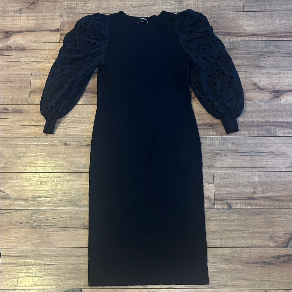 Express Black Long Sleeve Dress with Puff Detail